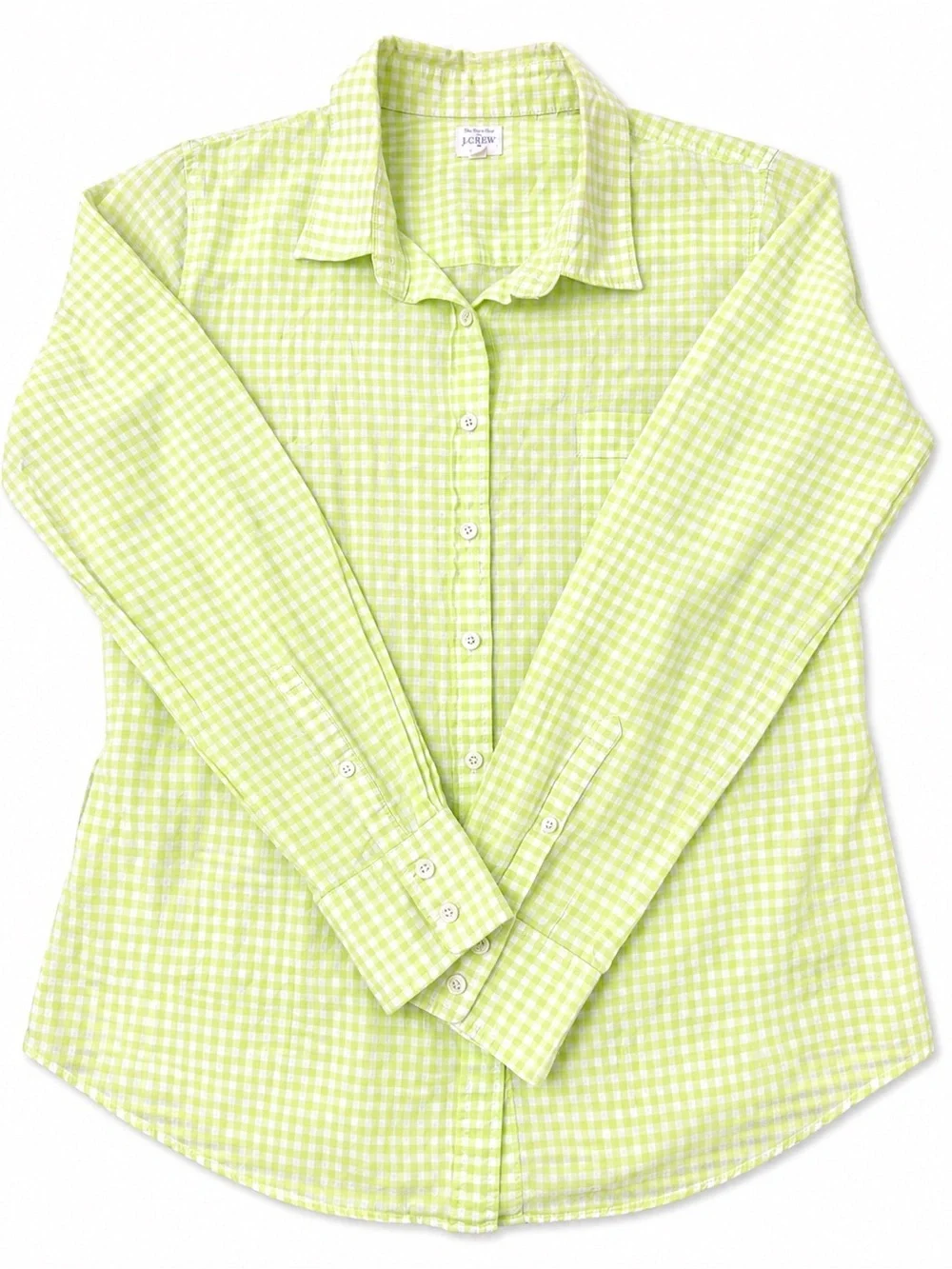 J. Crew Lime Green Gingham Button-Down Shirt for Kids